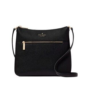 KATE SPADE Large Swingpack Cross Body Bag Pebbled Leather Black KM715 MSRP $329